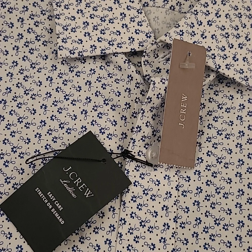 J CREW Ludlow White Floral Classic Sz 16.5 - 36 Mens Long Sleeve Dress Shirt NEW